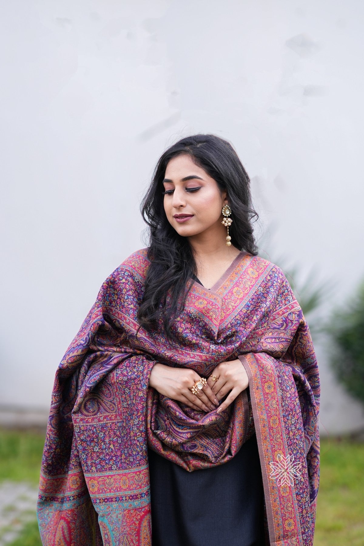 Purple Kani Jamawar Silk Dupatta