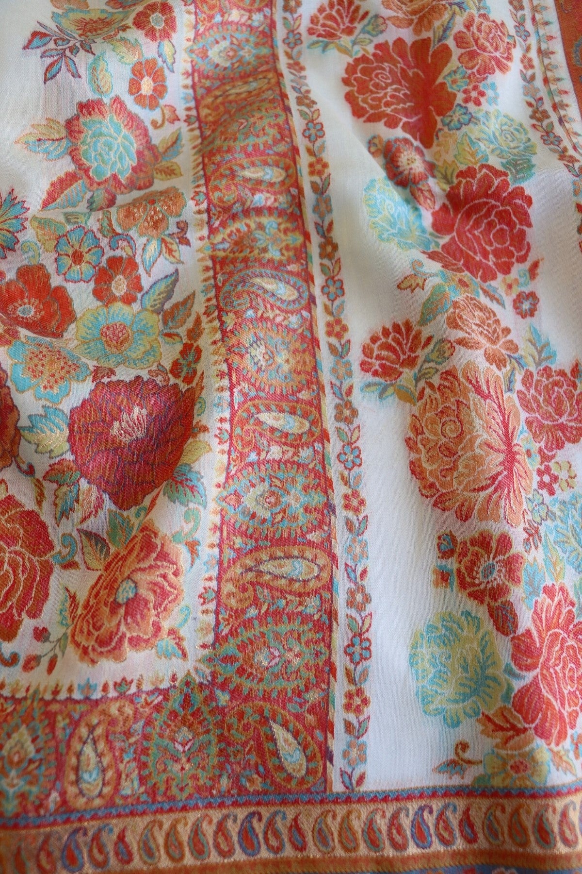 Off White Kani Floral Pallu Silk Saree