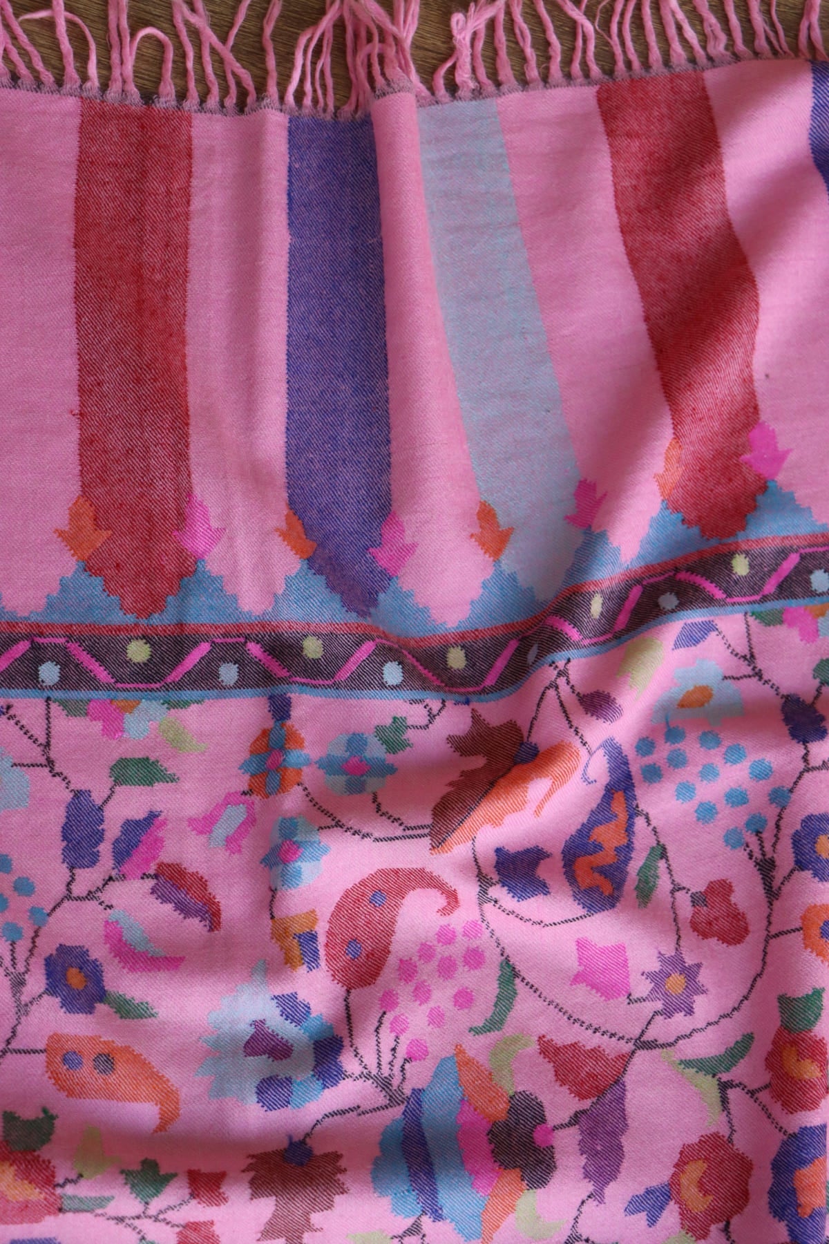 Pink All over Kani Pashmina Shawl