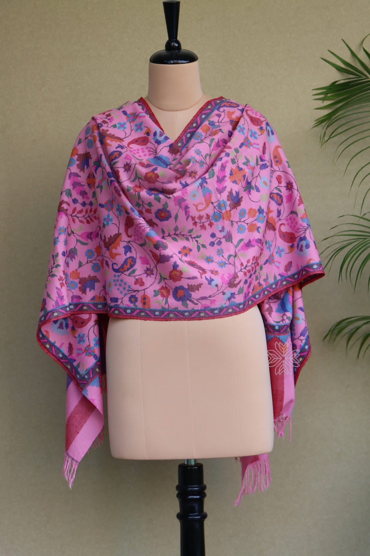 Pink All over Kani Pashmina Shawl