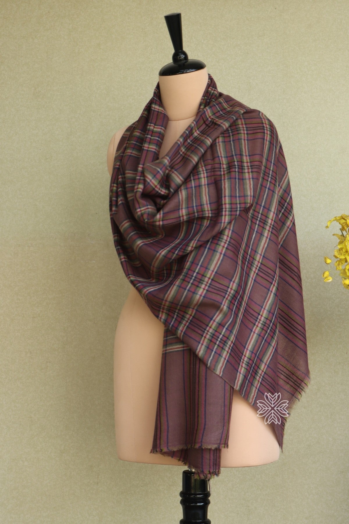 Pink Check Pashmina Stole