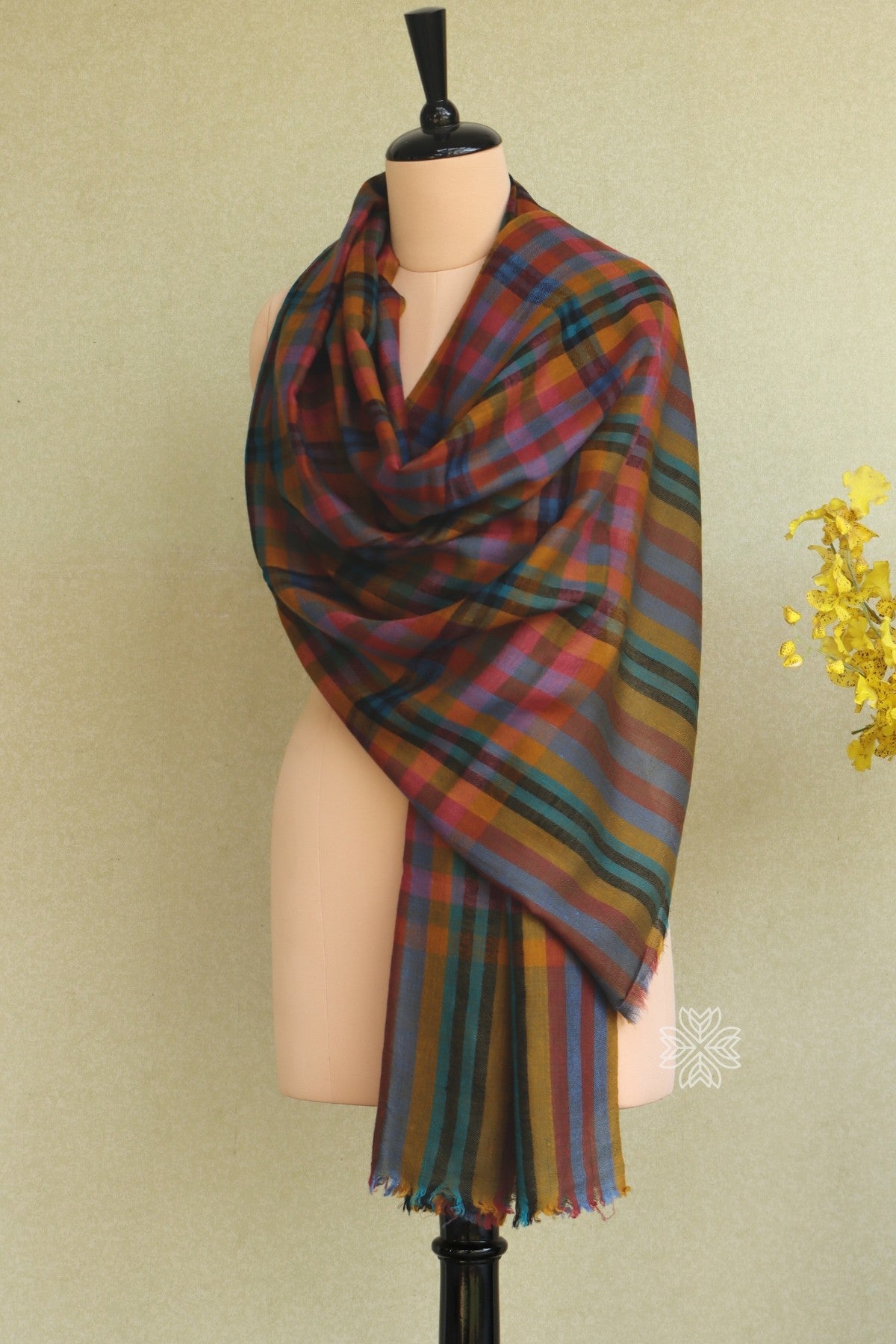 yellow Check Pashmina Stole