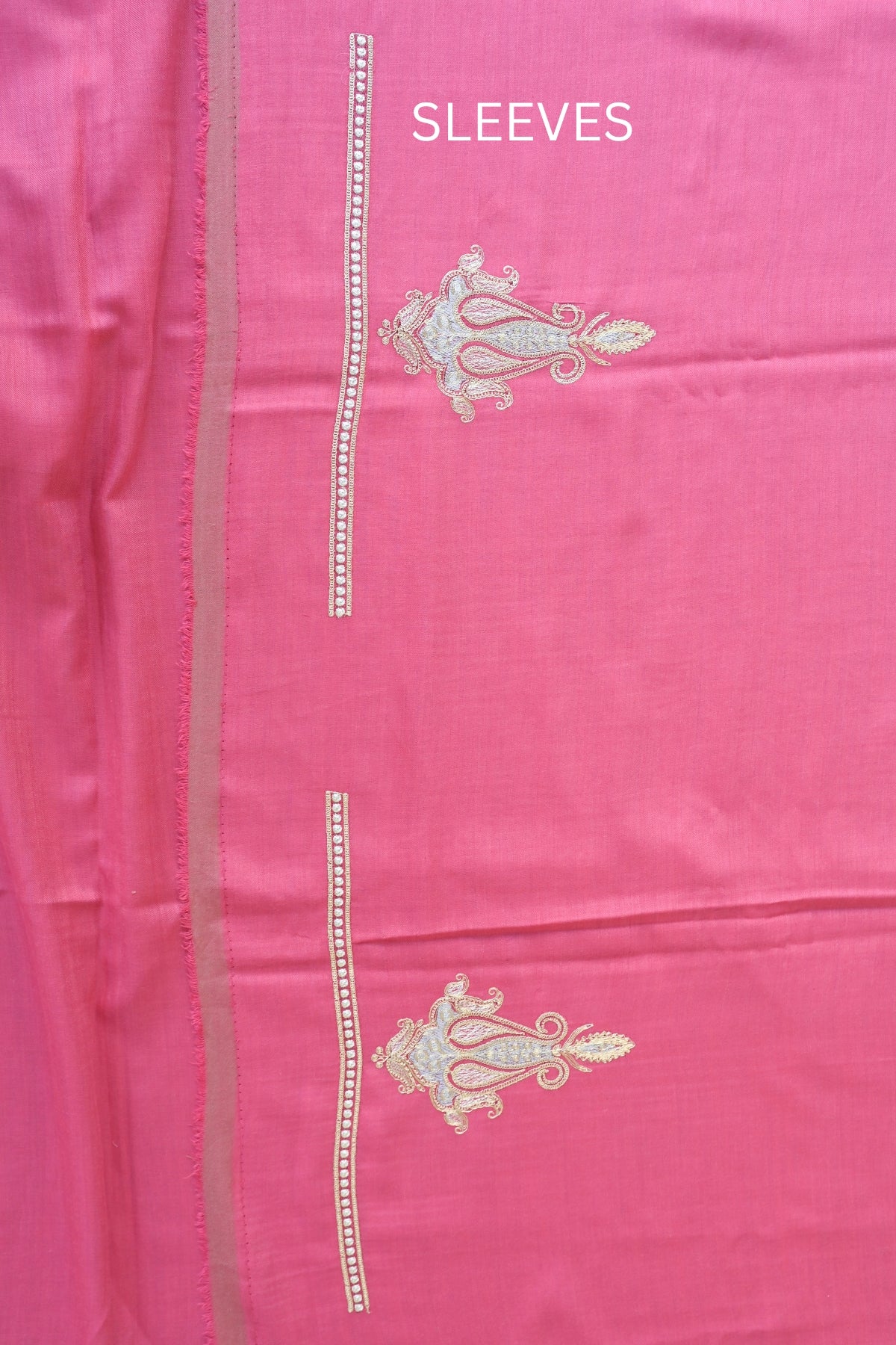 Pink Fine Wool Zari Embroidered Unstitched Suit