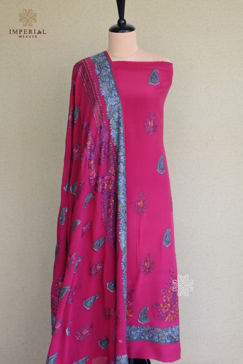 Pink Kashmiri Hand Embroidered Suit