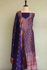 Purple Kani Silk Linen Suit with Zari