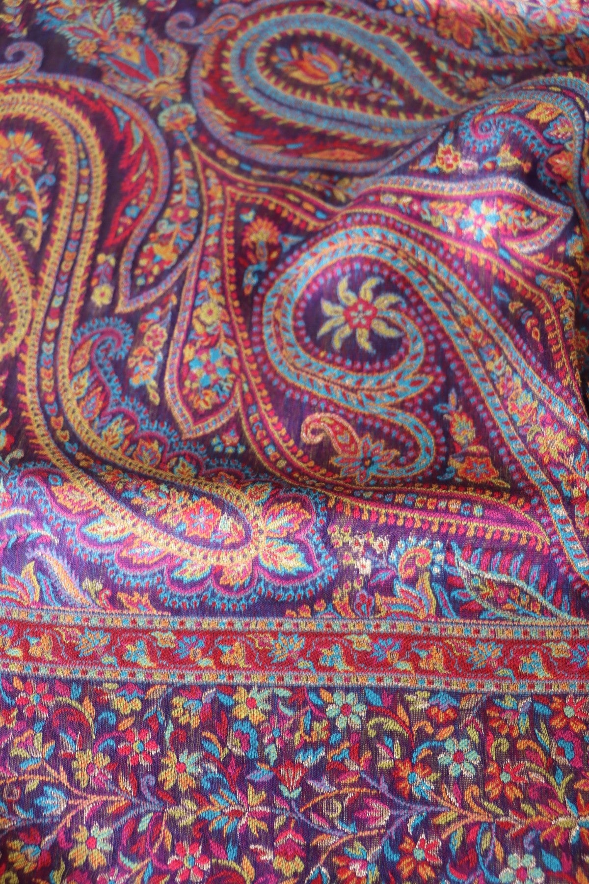 Purple Kani Jamawar Silk Dupatta