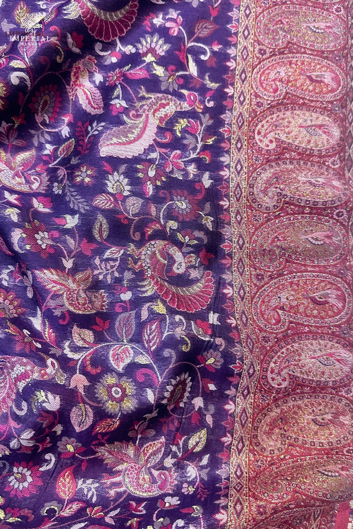 Purple Kani Silk Saree - Traditional Kani Saree, Vintage Saree, Kani SilkĀ SareeĀ Blouse, Kani Silk saree