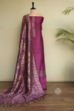 Purple Kani Silk Suit with Tissue Silk Dupatta