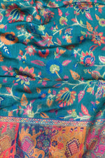 Rama Green Kani Silk Floral Dupatta withĀ Figures -Imperial Weaves