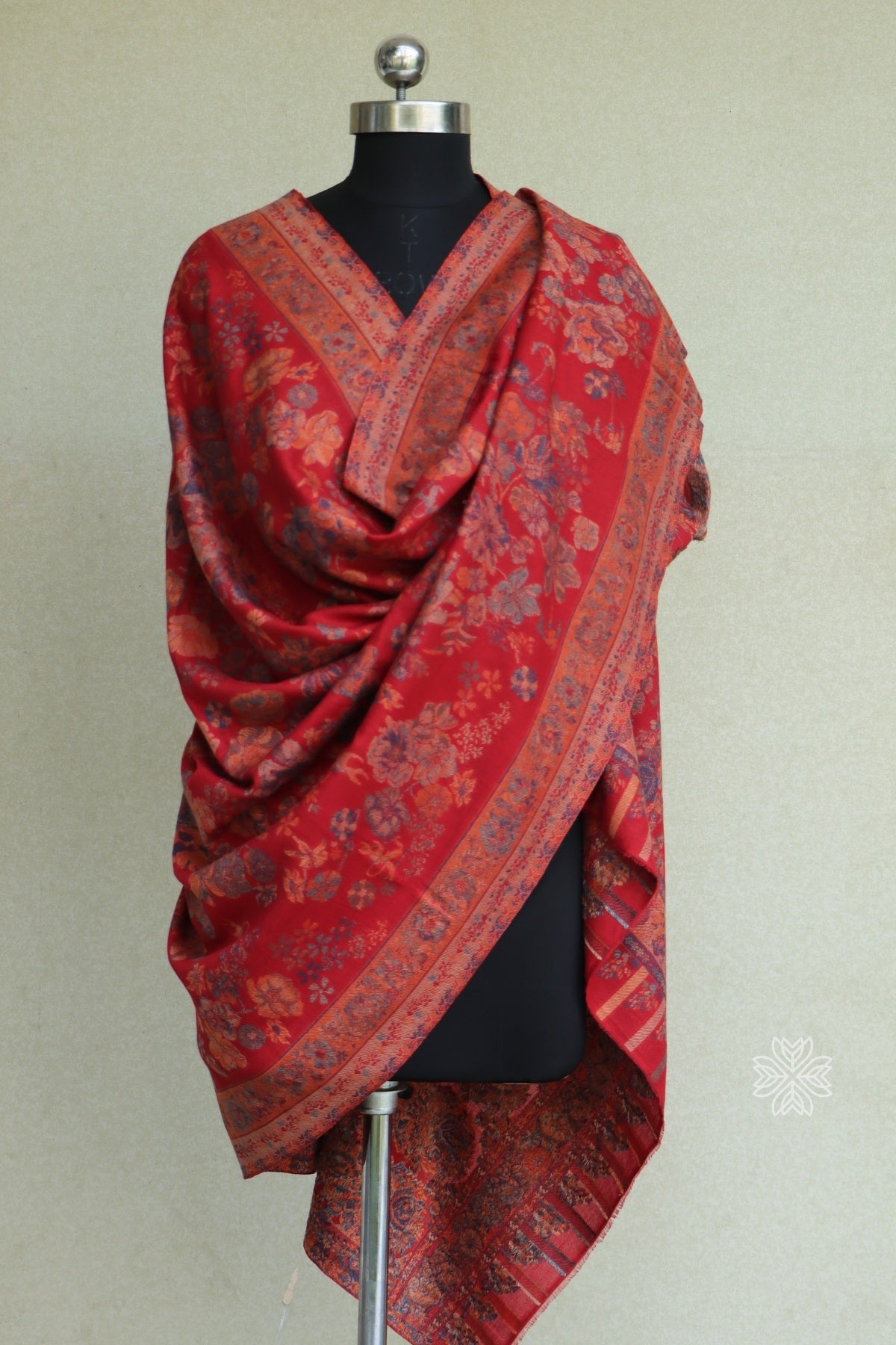 Red Kani Fine Wool Shawl