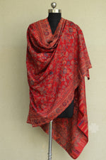 Red Kani Fine Wool Shawl with figure