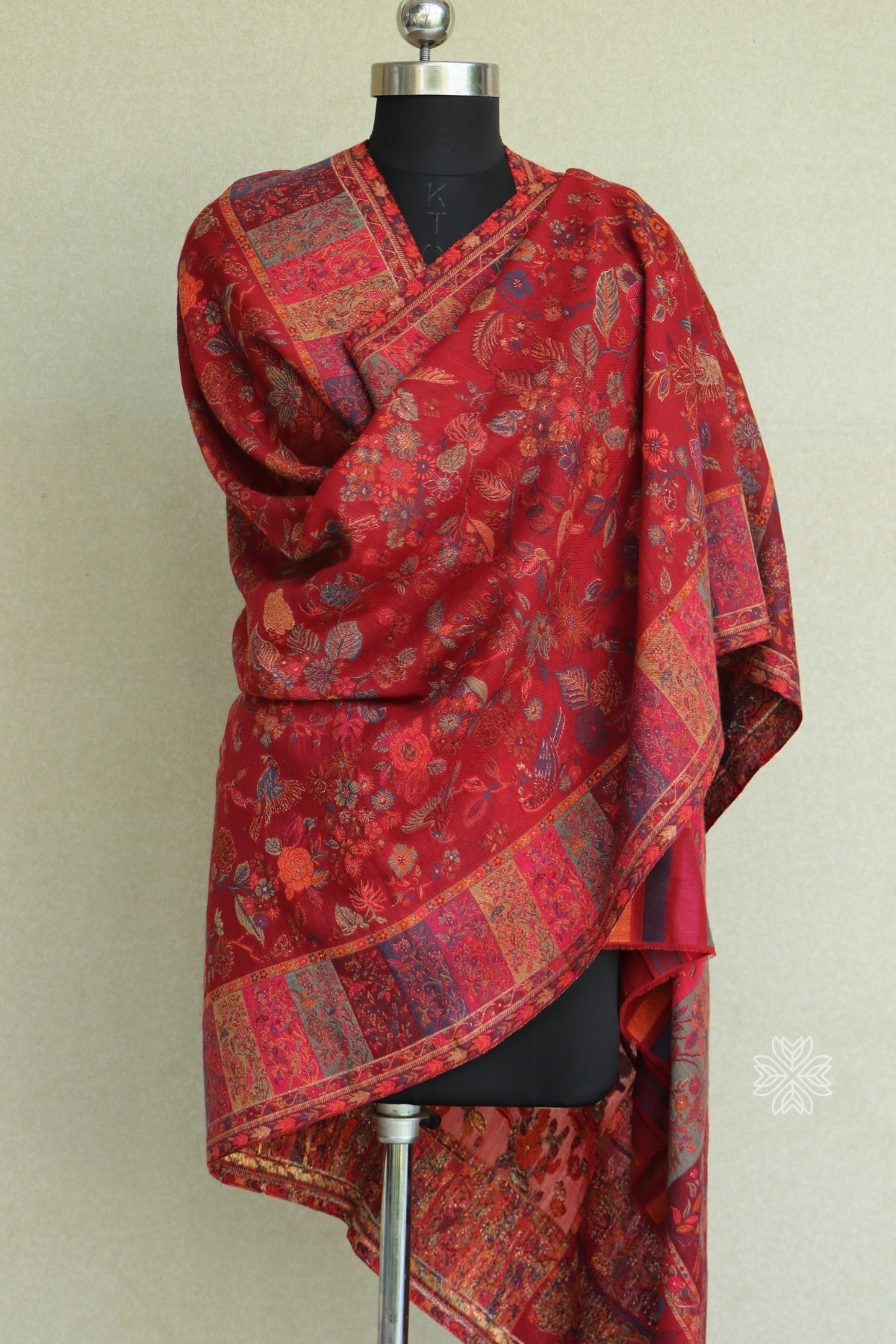 Maroon Kani Fine Wool Shawl