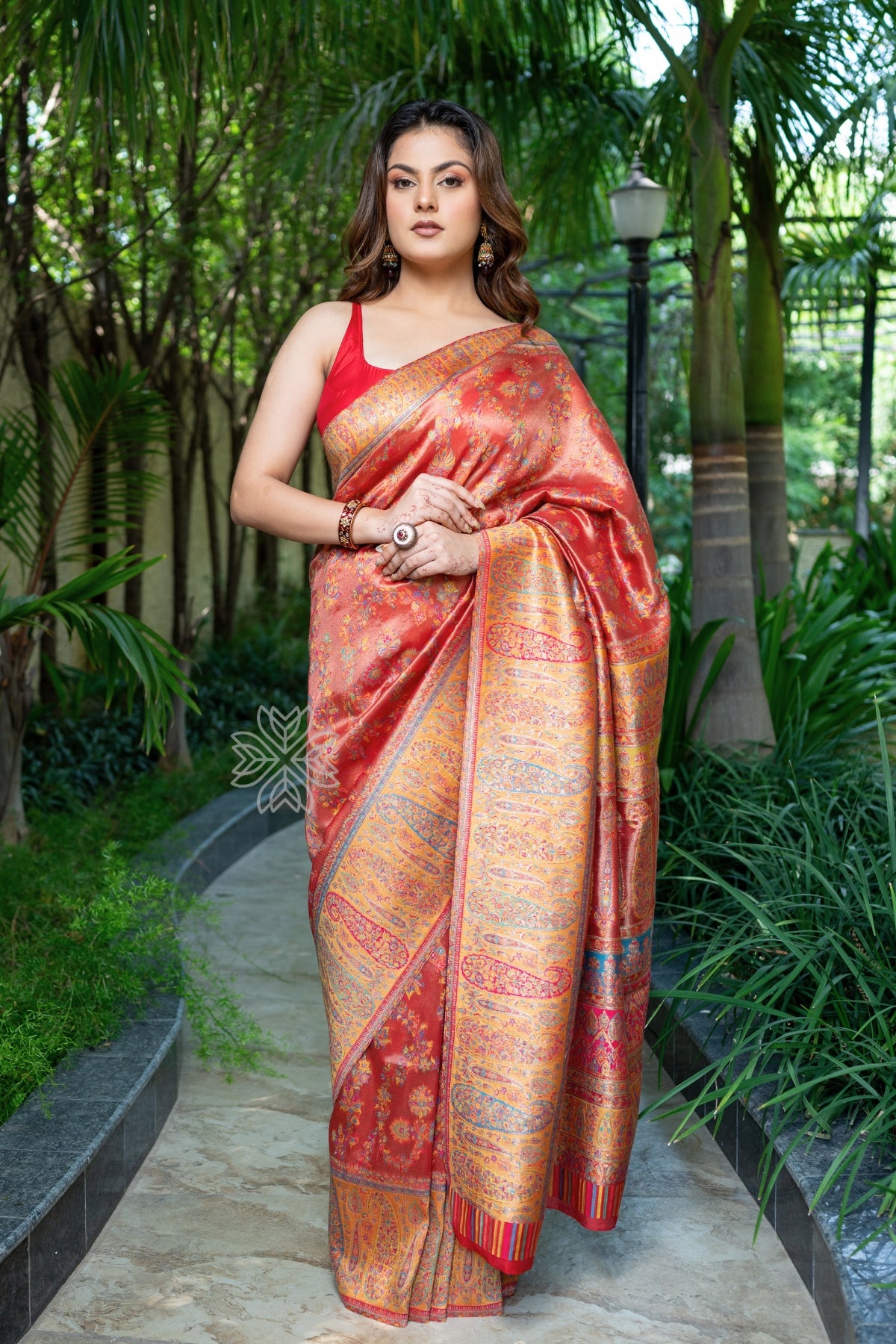 Red Kani Tissue Silk Saree