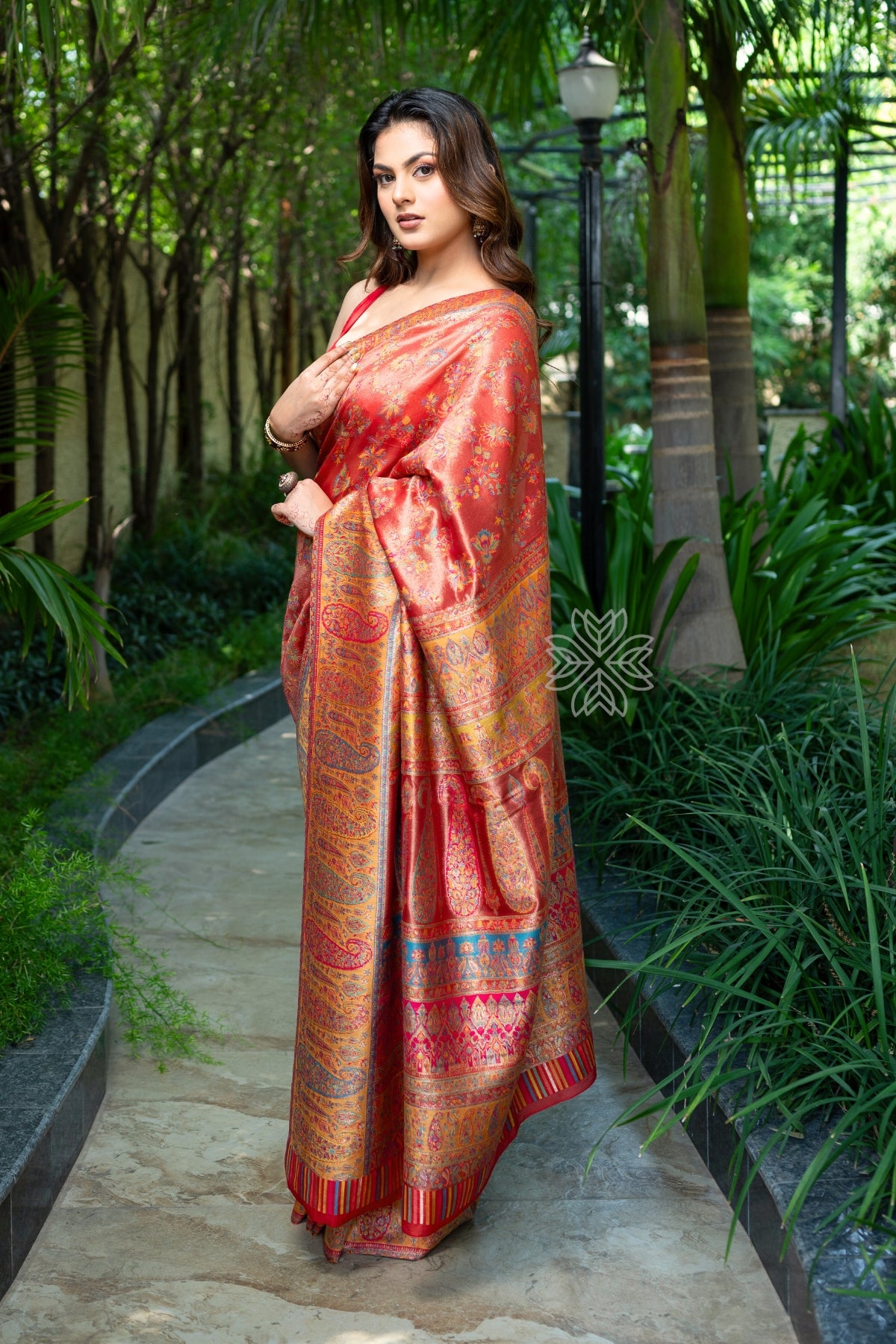 Red Kani Tissue Silk Saree