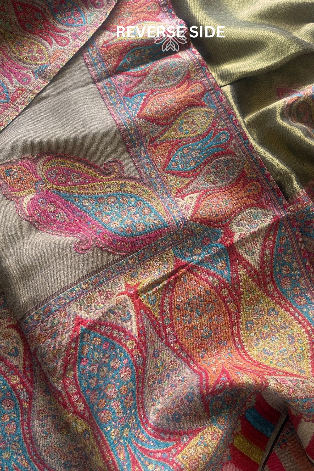 Reversible Zari Moonlight Kashmiri Kani Fine Wool Shawl