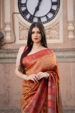 Mustard Yellow Kani Silk Saree Imperial Weaves