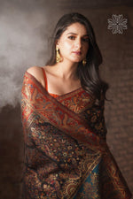 Smoky Black Kani Kalamkari Silk SareeImperial Weaves