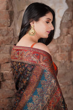 Smoky Black Kani Kalamkari Silk SareeImperial Weaves