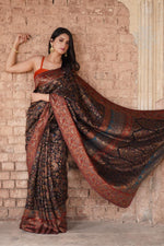 Smoky Black Kani Kalamkari Silk SareeImperial Weaves