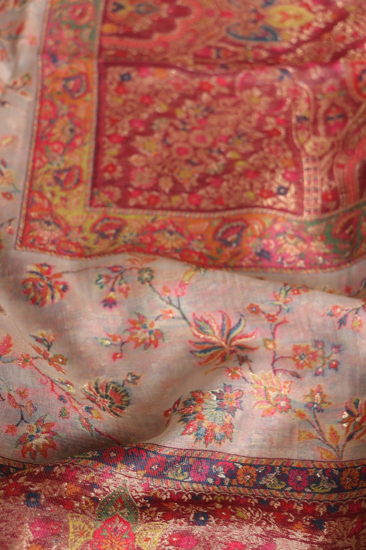 Beige Kani Organza Silk Suit