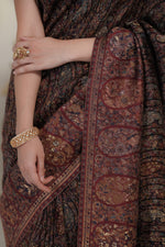 Smoky Black Kani Jamawar Silk SareeImperial Weaves