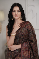 Smoky Black Kani Jamawar Silk SareeImperial Weaves