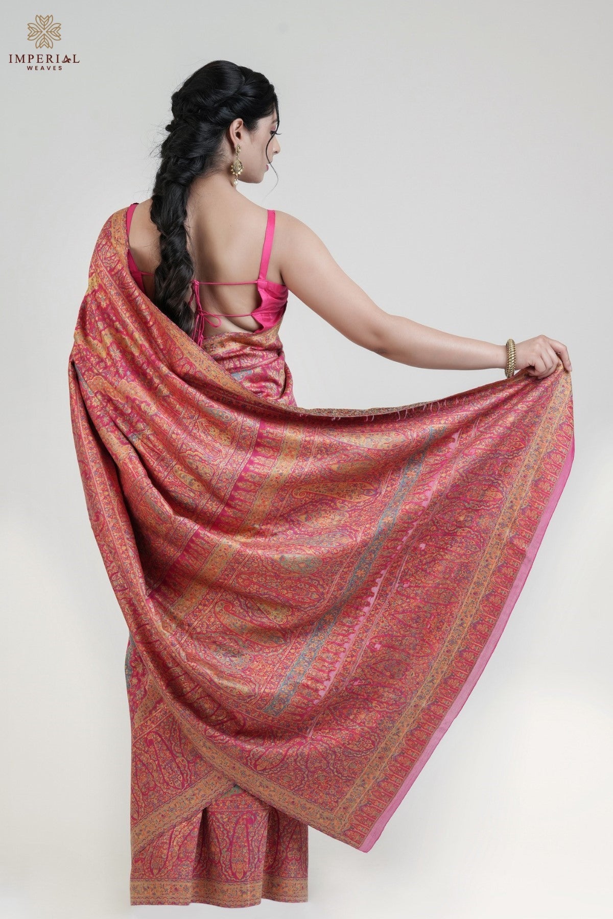 Pink Kani Jamawar Khatras Silk Saree