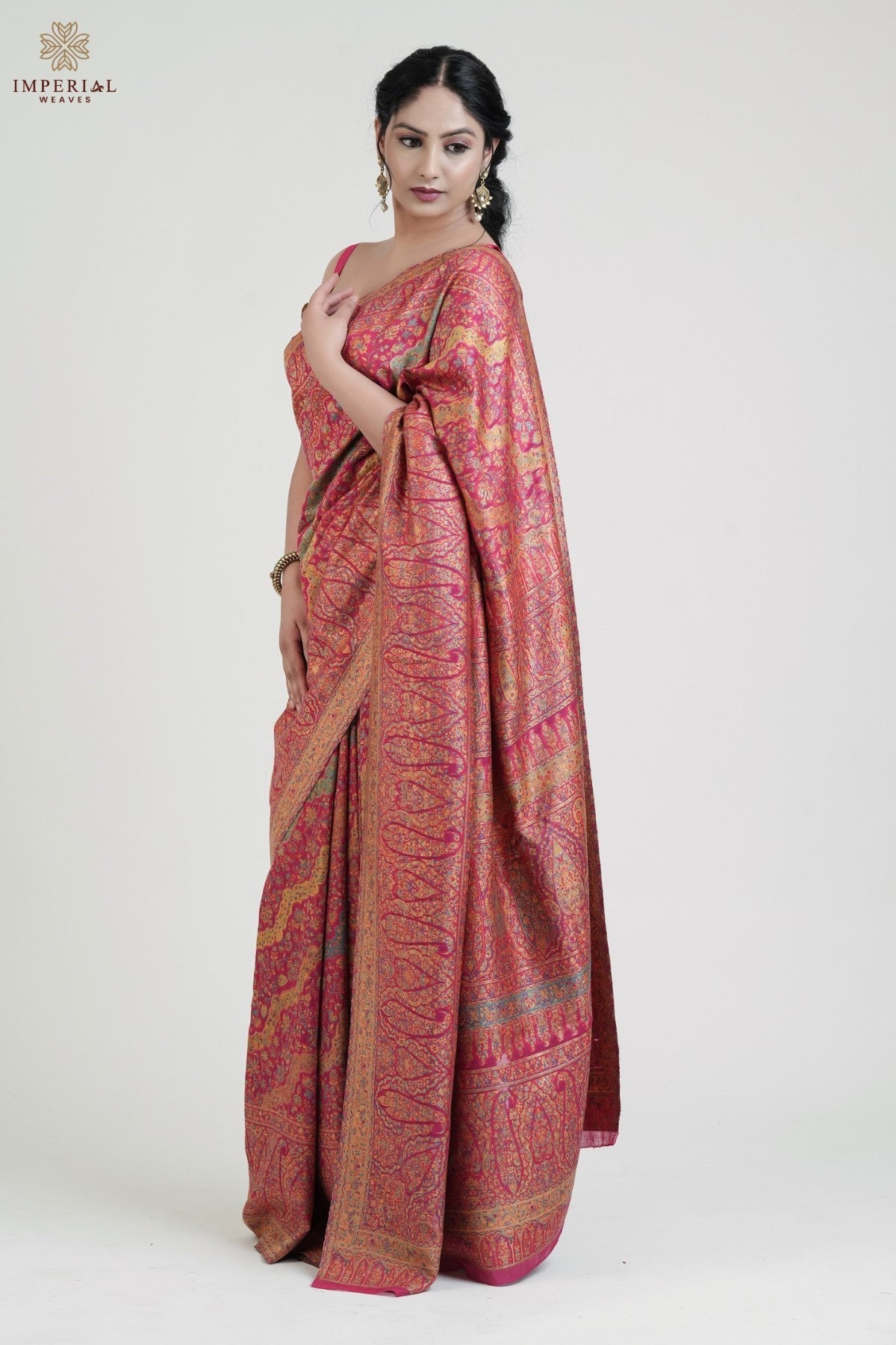Pink Kani Jamawar Khatras Silk Saree