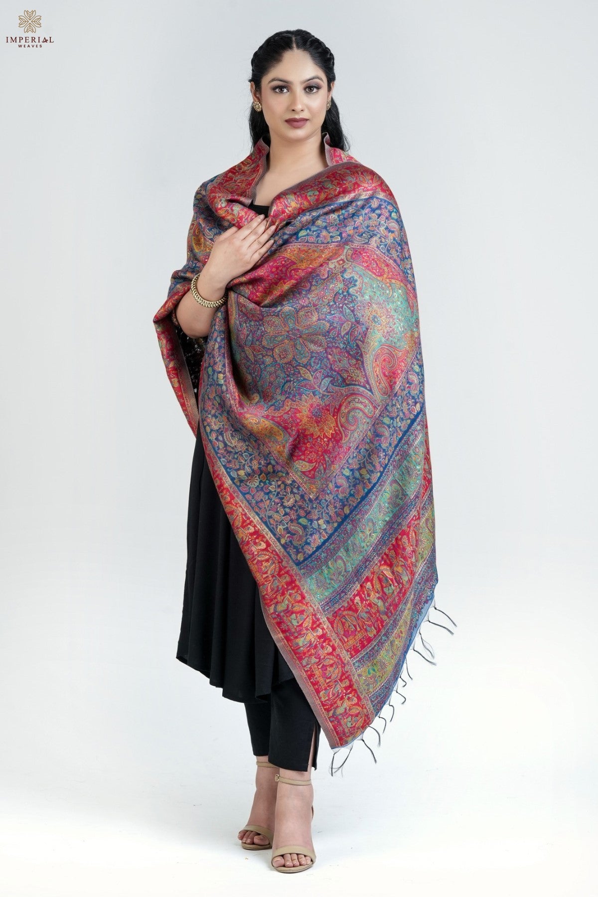 Blue Kani Silk Jamawar Dupatta