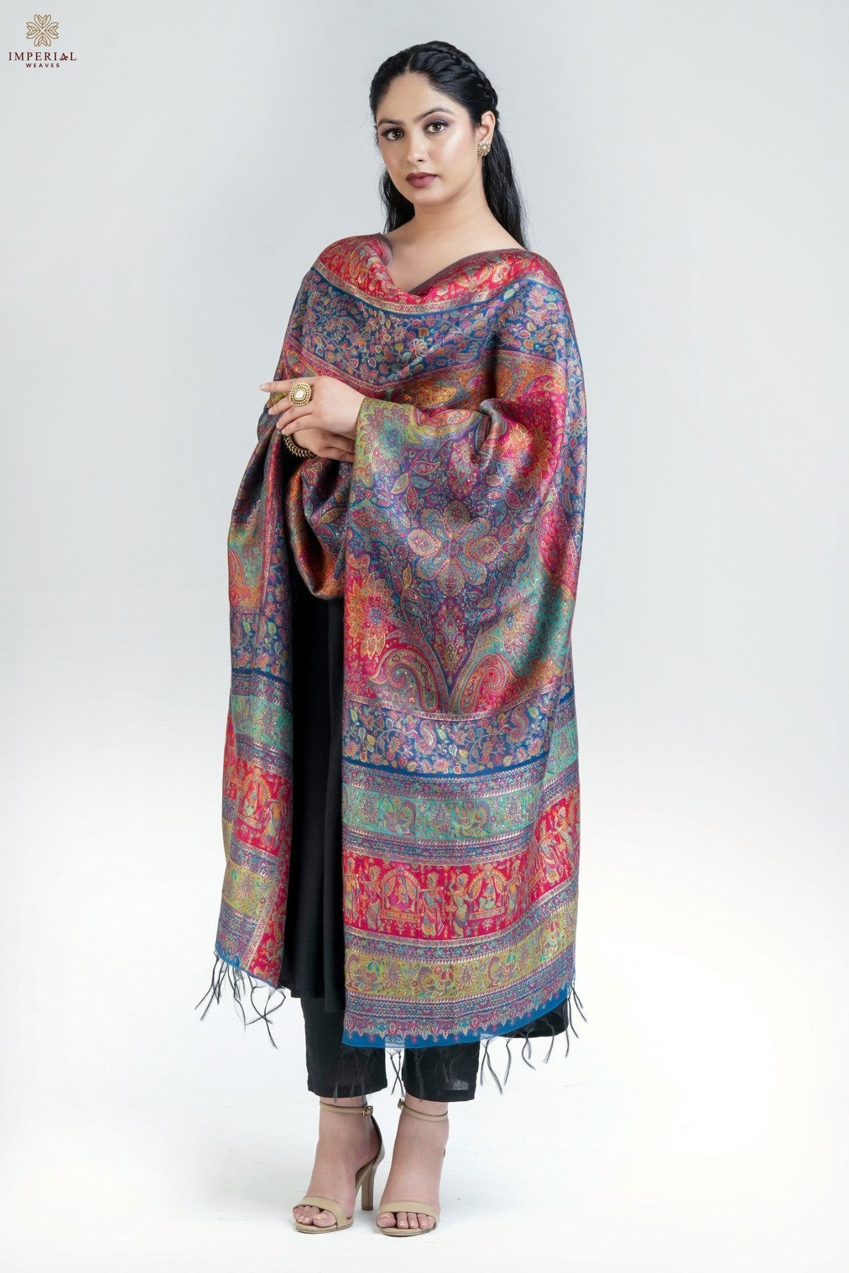 Blue Kani Silk Jamawar Dupatta