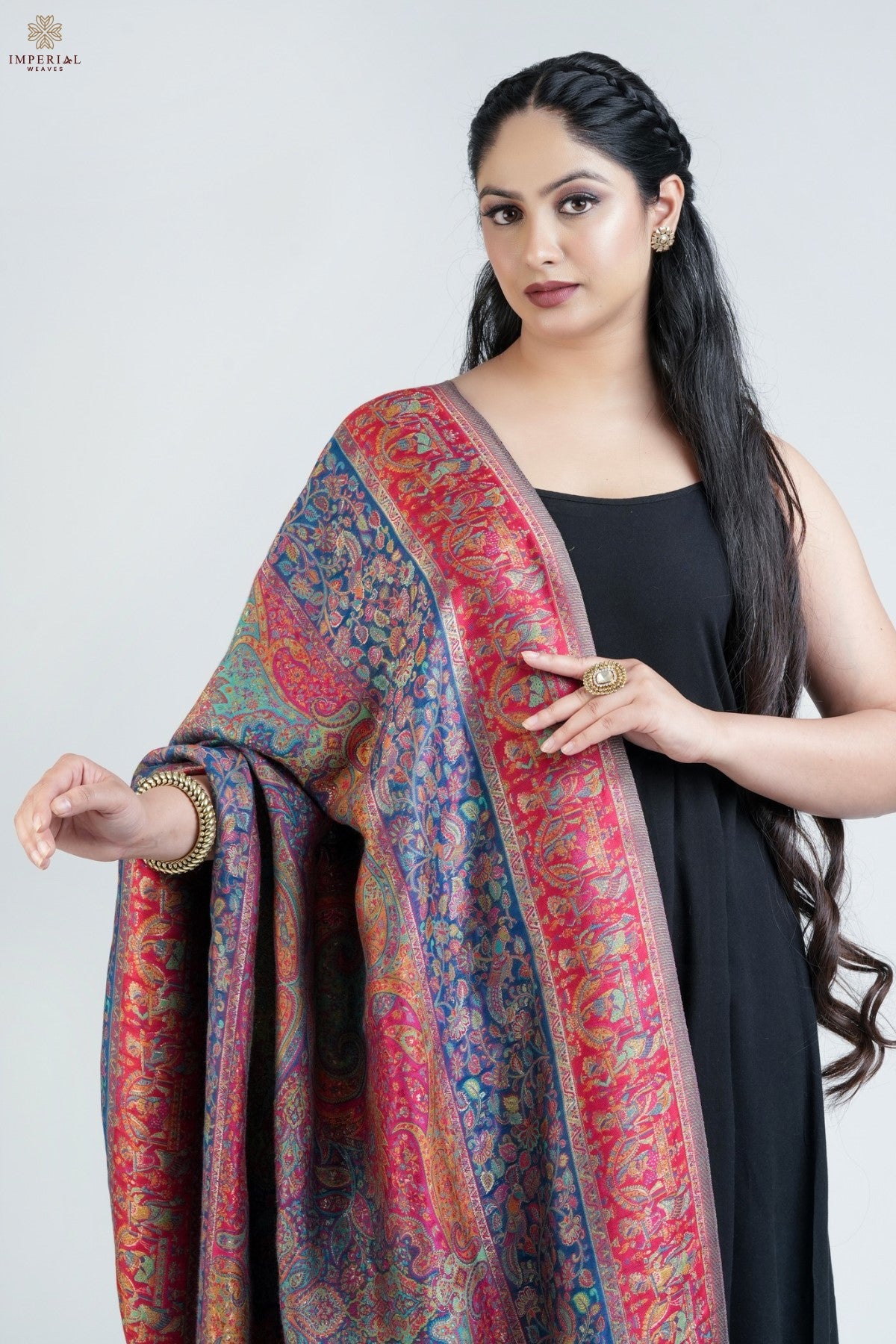 Blue Kani Silk Jamawar Dupatta