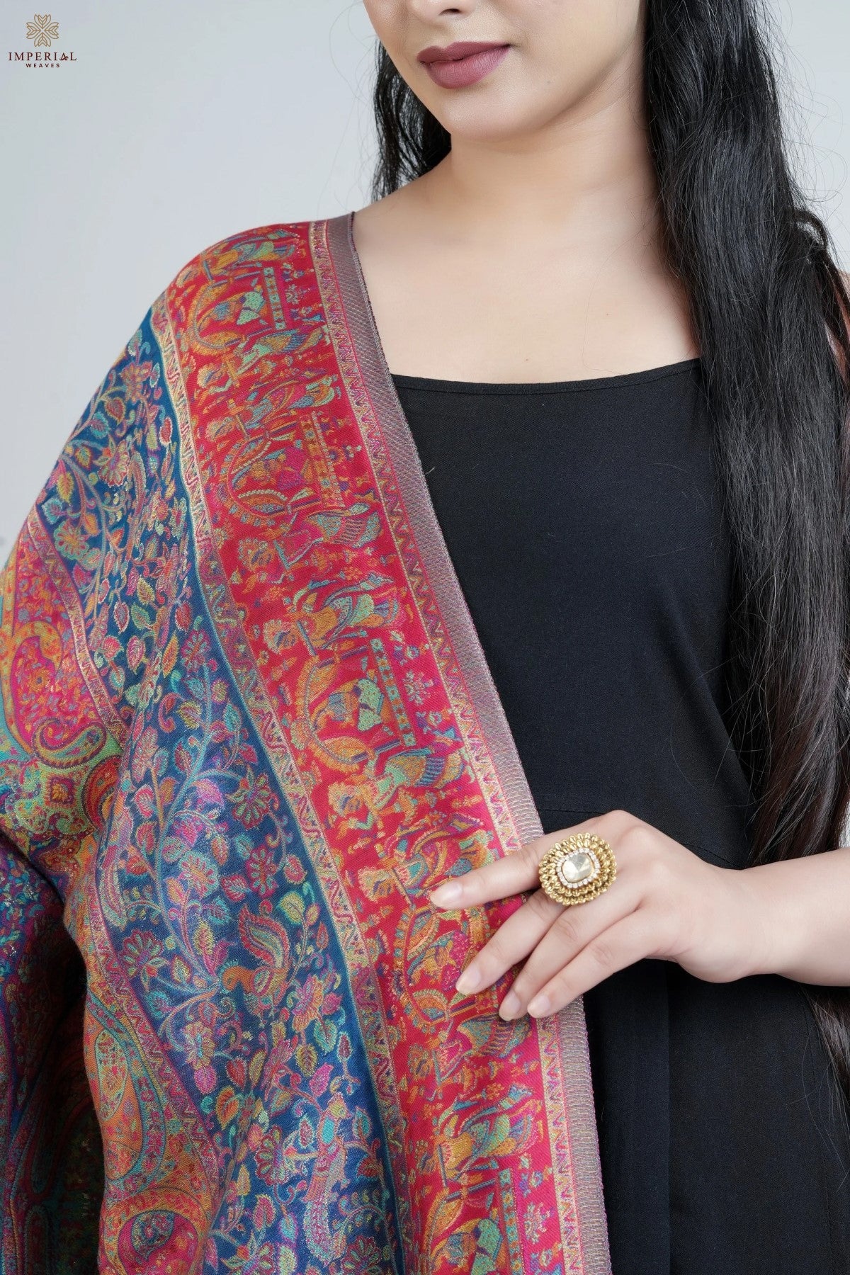 Blue Kani Silk Jamawar Dupatta