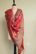 Wine Floral Kani Silk Dupatta