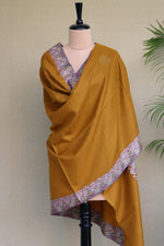 Mustard Yellow Sozni Pashmina Shawl