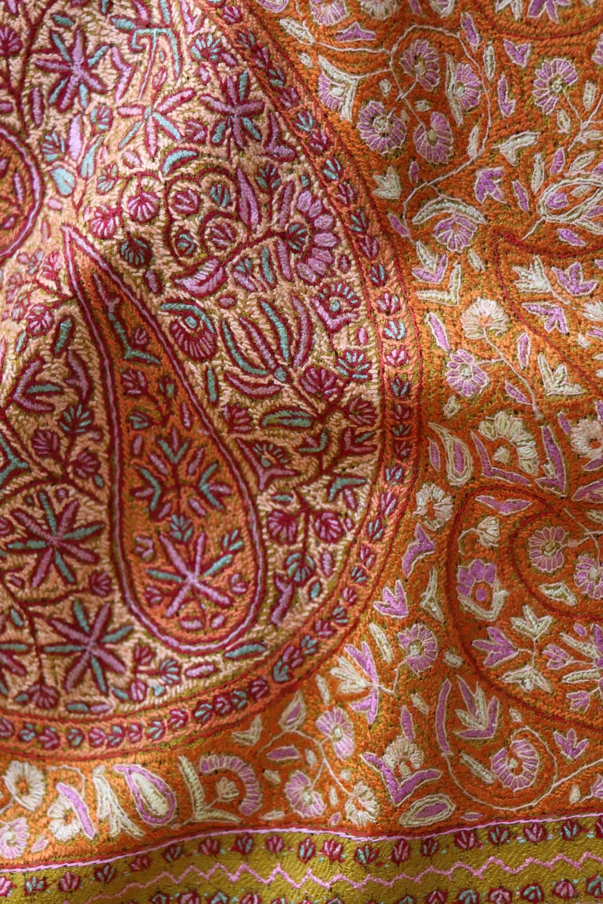 Yellow Sozni Jamawar Pashmina Shawl