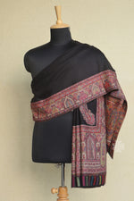 Black Men Fine Wool Jamawar Border Shawl