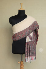 Off White Men Fine Wool Jamawar Border Shawl