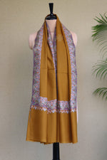 Mustard Yellow Sozni Pashmina Shawl