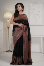 Black Kani Jamawar Pallu Silk SareeImperial Weaves