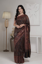Smoky Black Kani Jamawar Silk SareeImperial Weaves