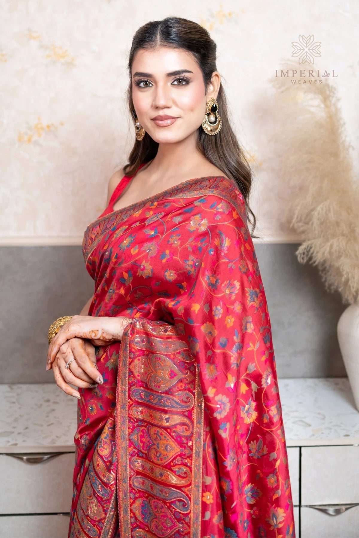 Red Kani Organza Silk Saree