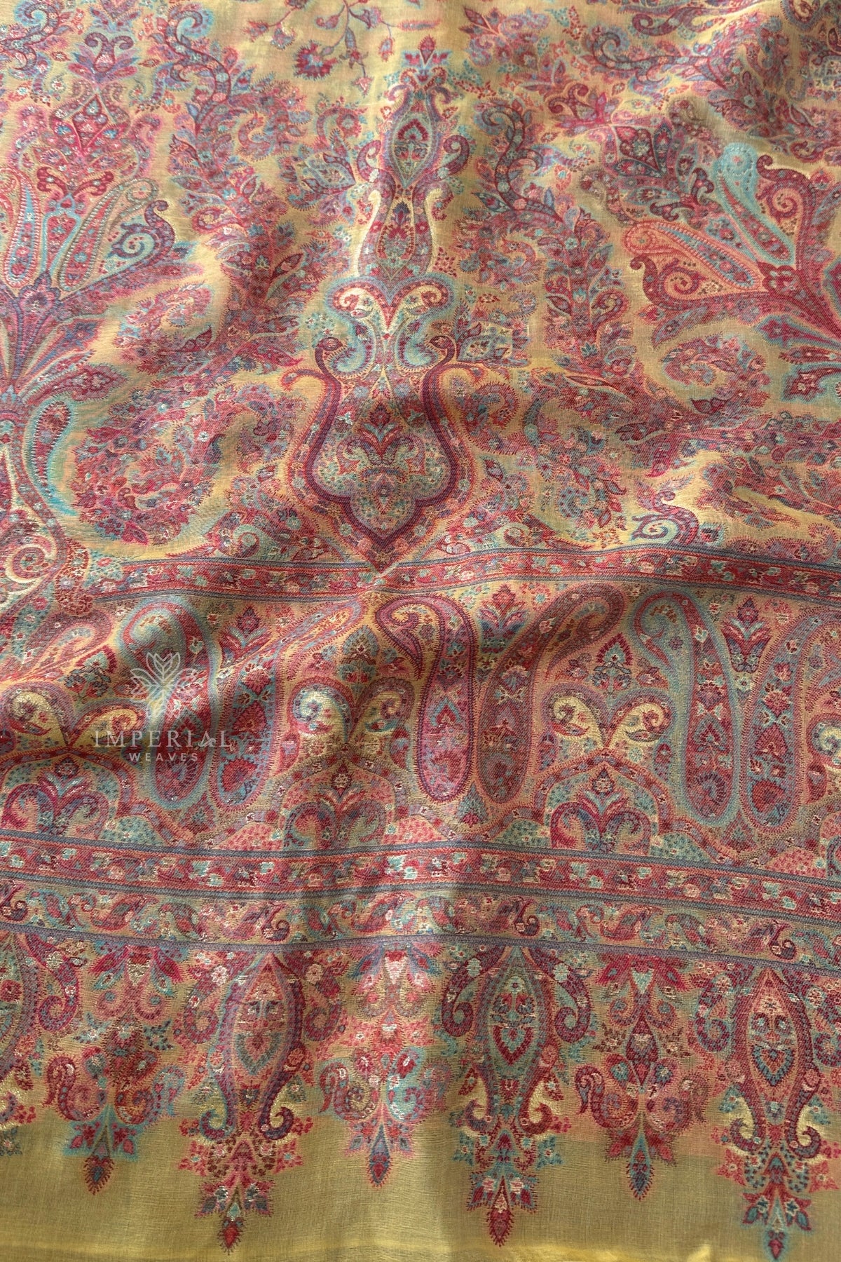 Yellow Kani Jamawar Silk Saree