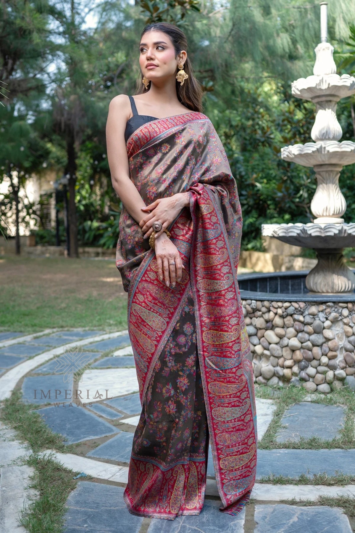 Black Kani Tissue Silk Saree