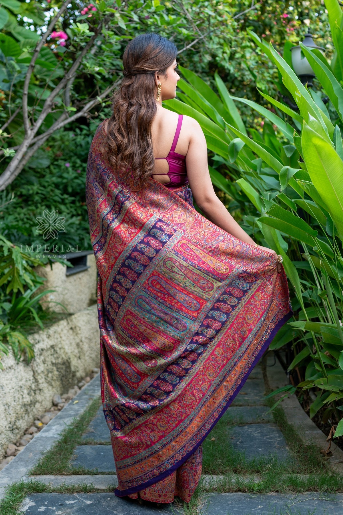 Purple wedding guest silk saree