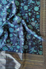 Navy Blue Kani Organza Silk Saree