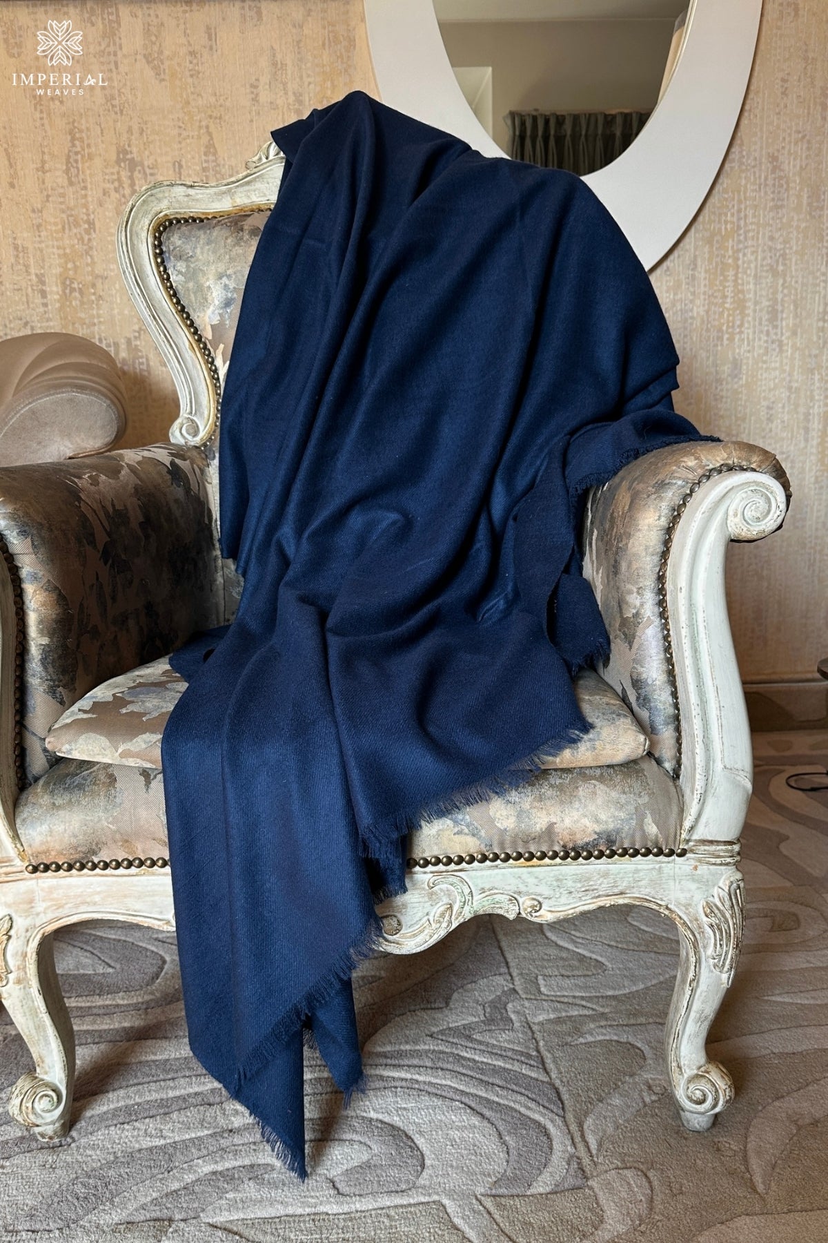 Navy Blue Pashmina Throw / Blanket