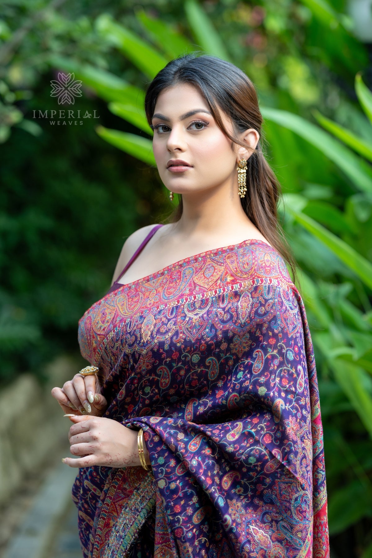 Purple Kani Silk Saree