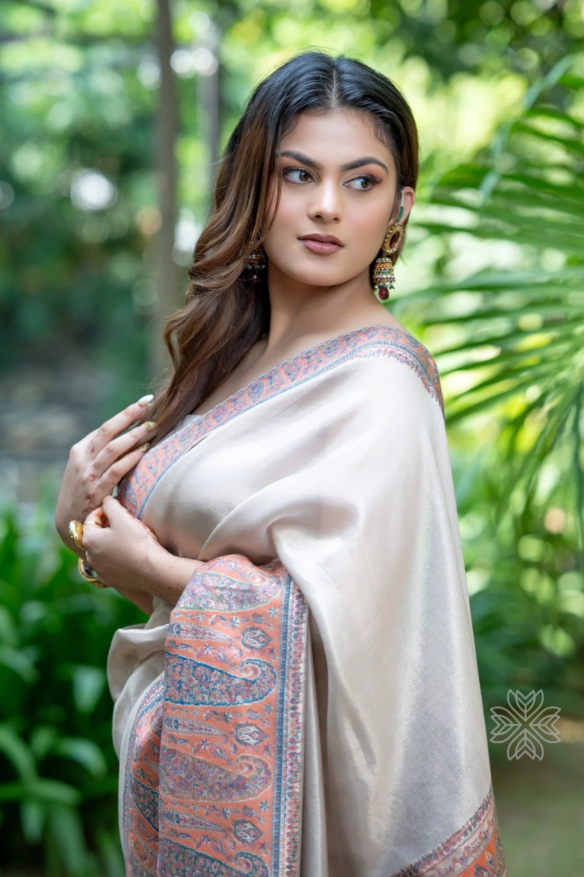 Beige Gold Tissue Silk Saree