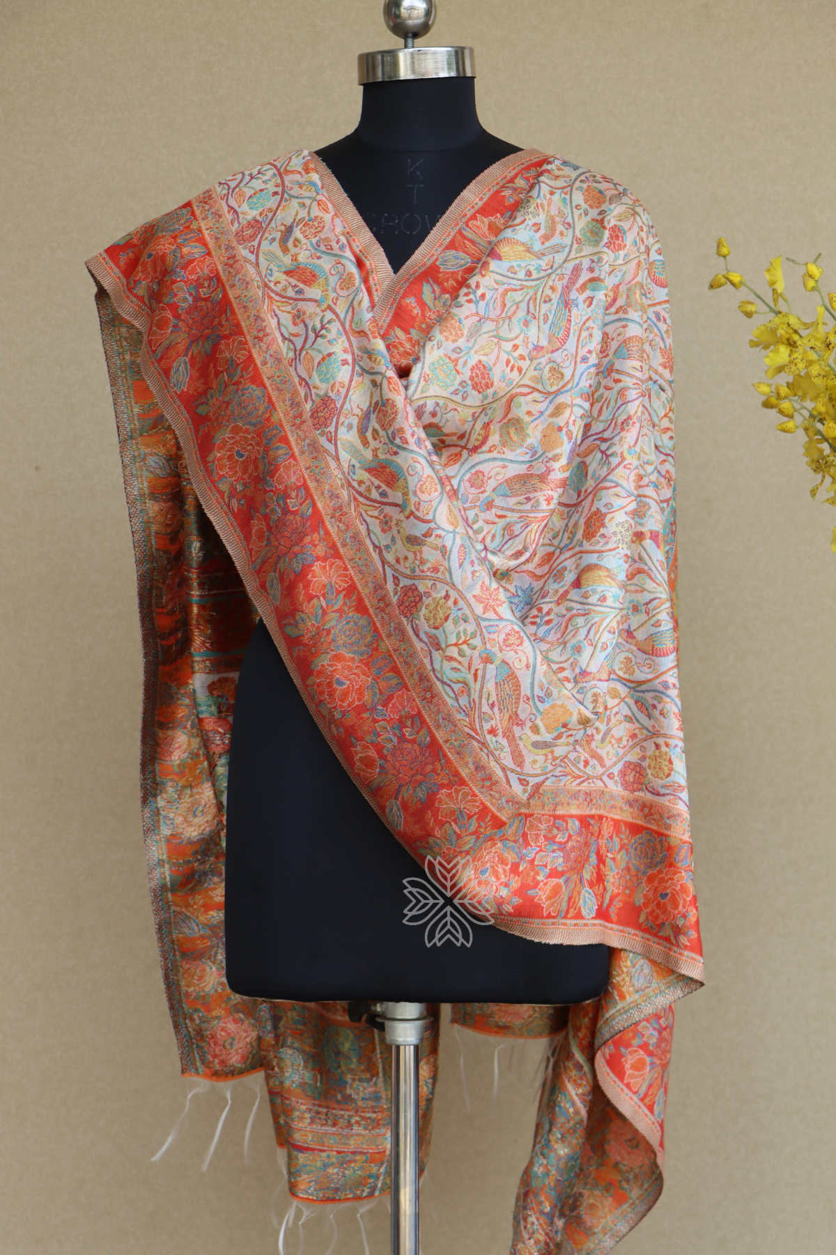 Beige Kani Silk Dupatta