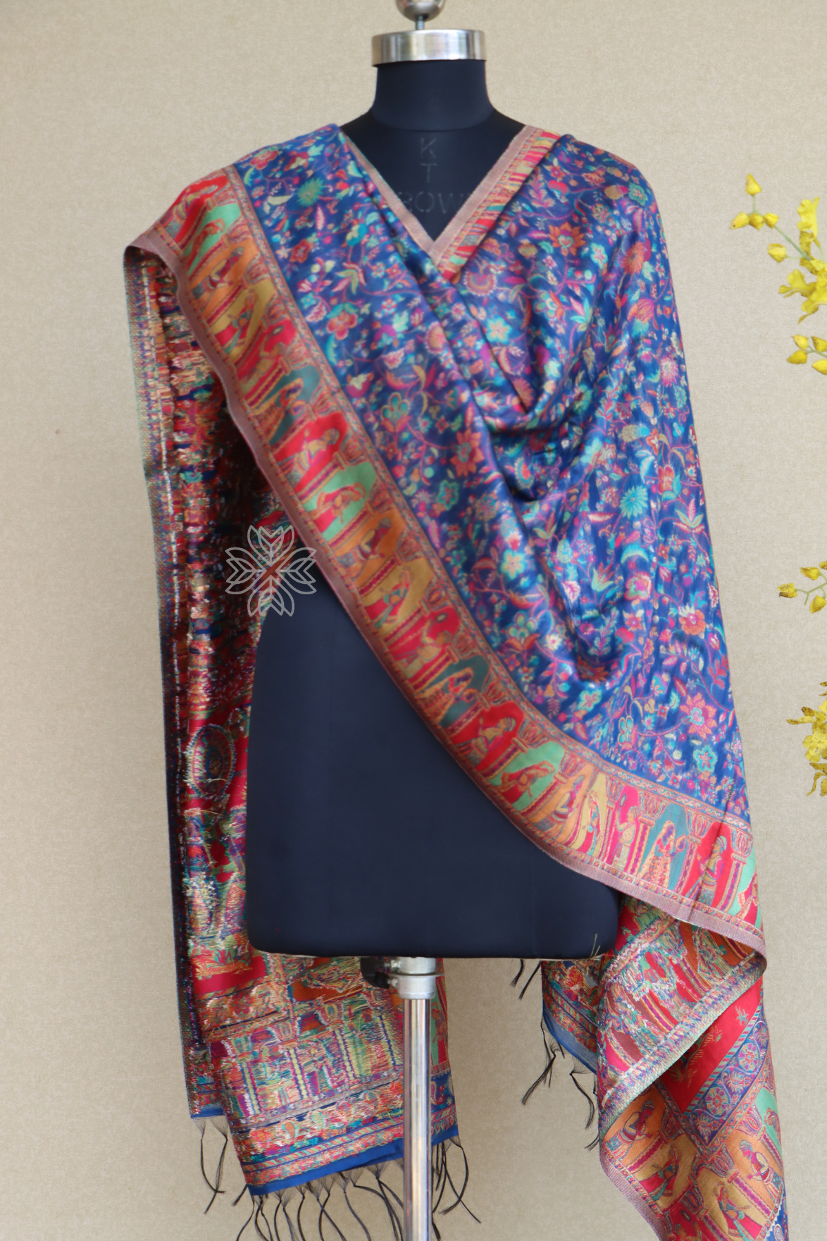 Blue Kani Silk Figure Dupatta